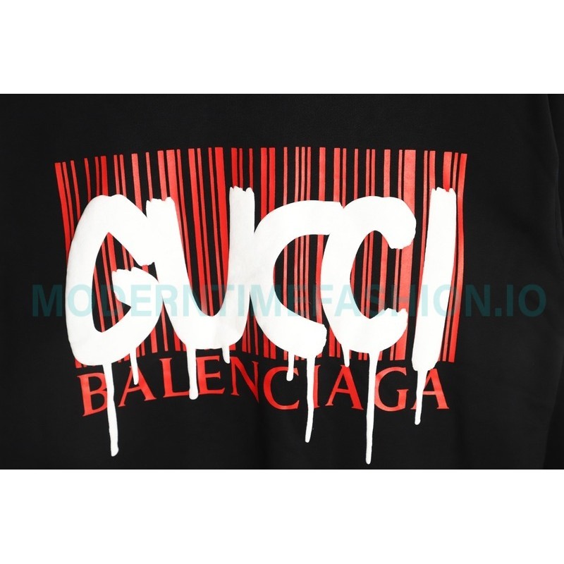 Balenciaga - Gucci Co-brand Logo Foam Printed Round Neck Hoodie