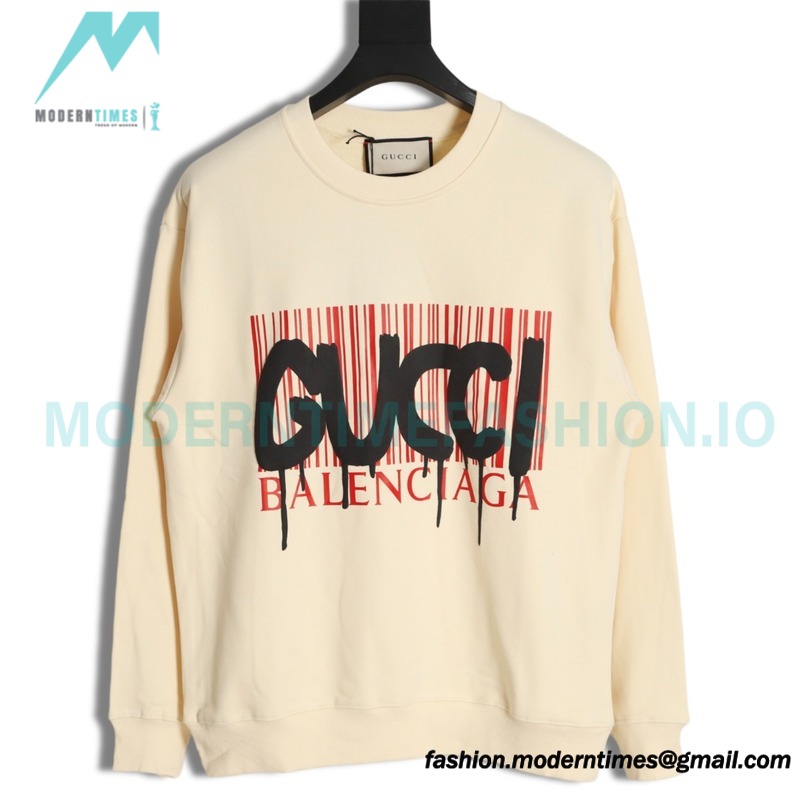 Balenciaga - Gucci Co-brand Logo Foam Printed Round Neck Hoodie
