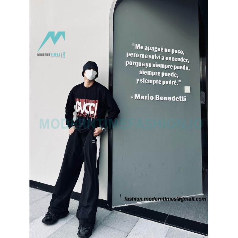 Balenciaga - Gucci Co-brand Logo Foam Printed Round Neck Hoodie
