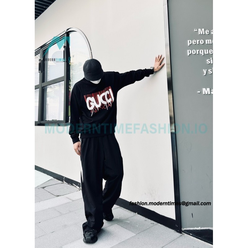 Balenciaga - Gucci Co-brand Logo Foam Printed Round Neck Hoodie