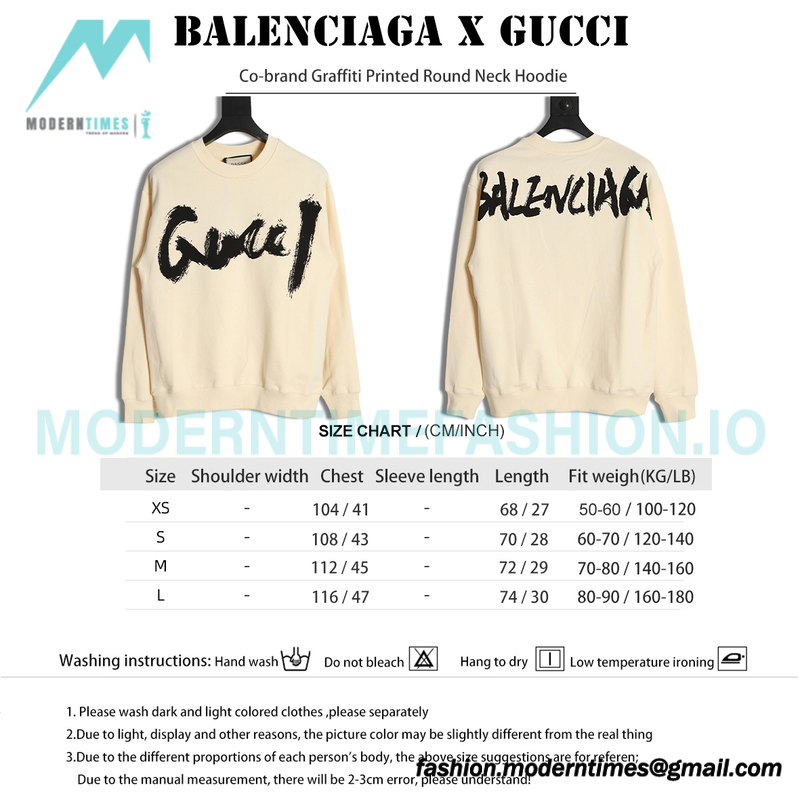 Balenciaga - Gucci Co-brand Graffiti Printed Round Neck Hoodie