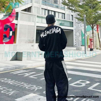 Balenciaga - Gucci Co-brand Graffiti Printed Round Neck Hoodie