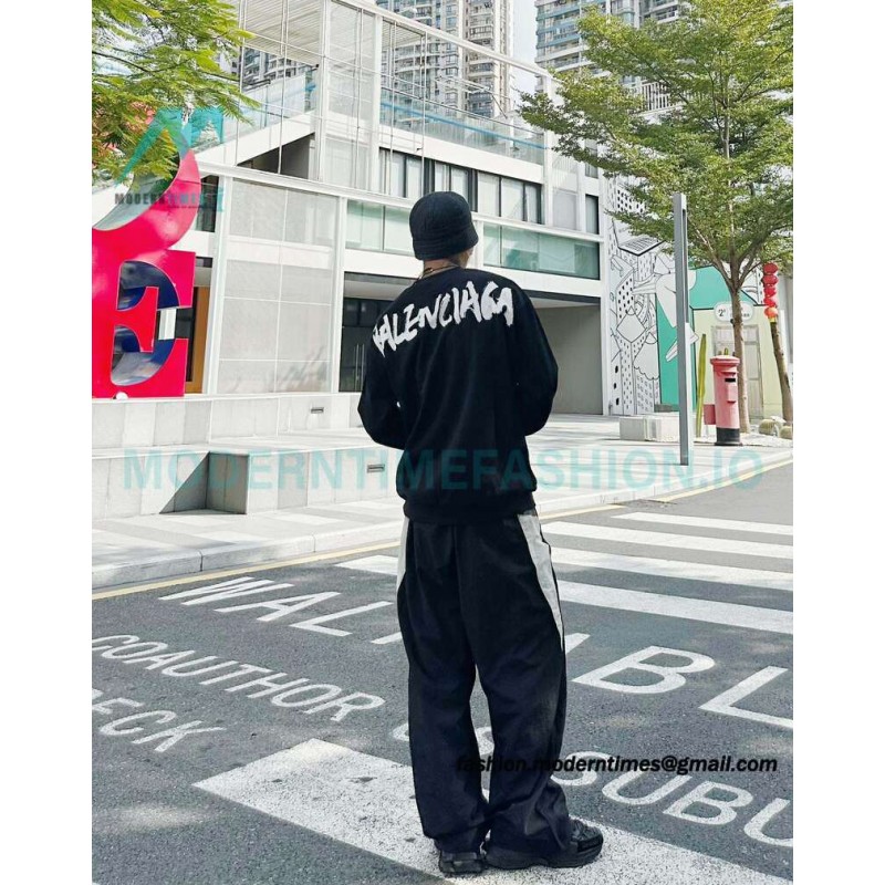 Balenciaga - Gucci Co-brand Graffiti Printed Round Neck Hoodie