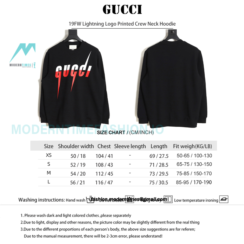 Gucci - 19FW Lightning Logo Printed Crew Neck Hoodie