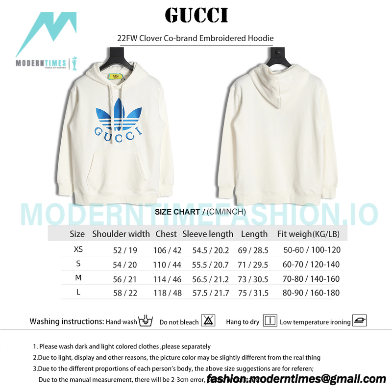 Gucci - Adidas 22FW Clover Co-brand Embroidered Hoodie
