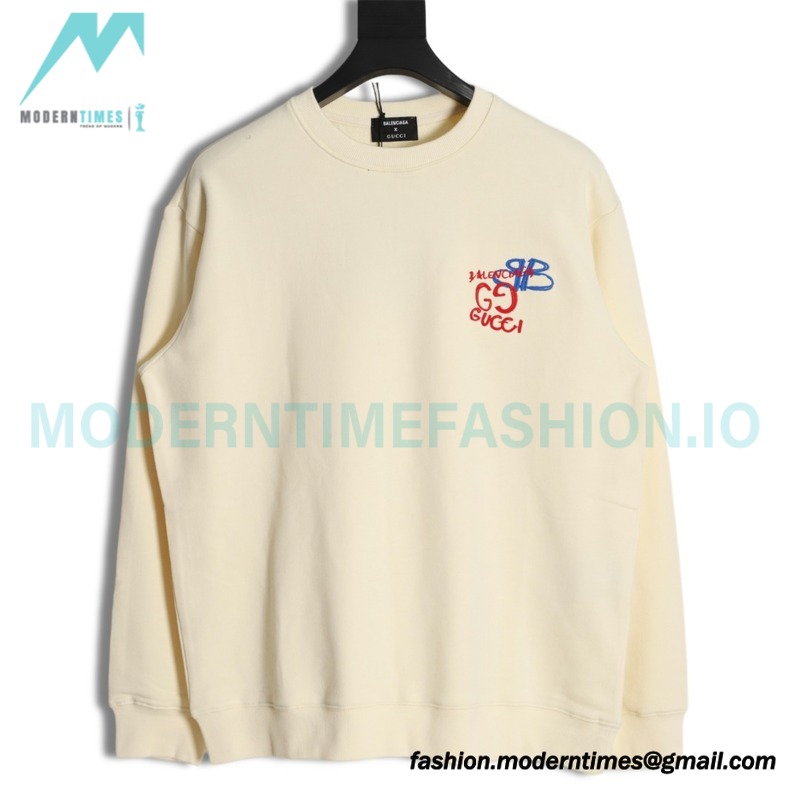 Gucci - Balenciaga Co-brand Embroidered Crewneck Hoodie On The Back