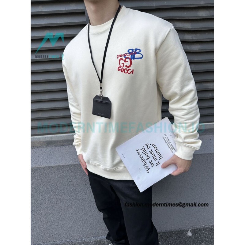 Gucci - Balenciaga Co-brand Embroidered Crewneck Hoodie On The Back