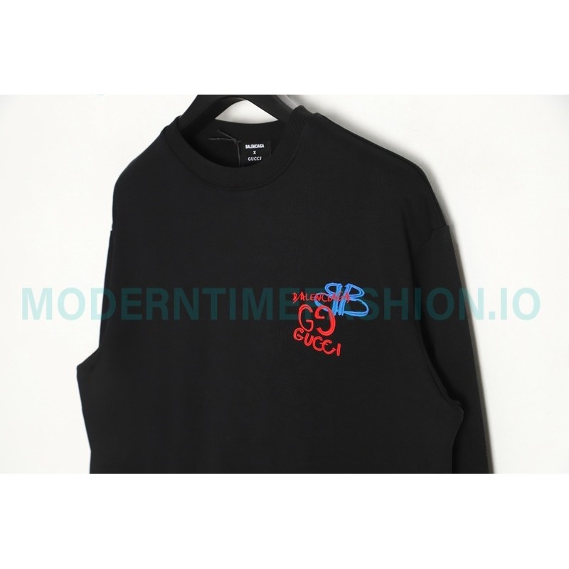 Gucci - Balenciaga Co-brand Embroidered Crewneck Hoodie On The Back