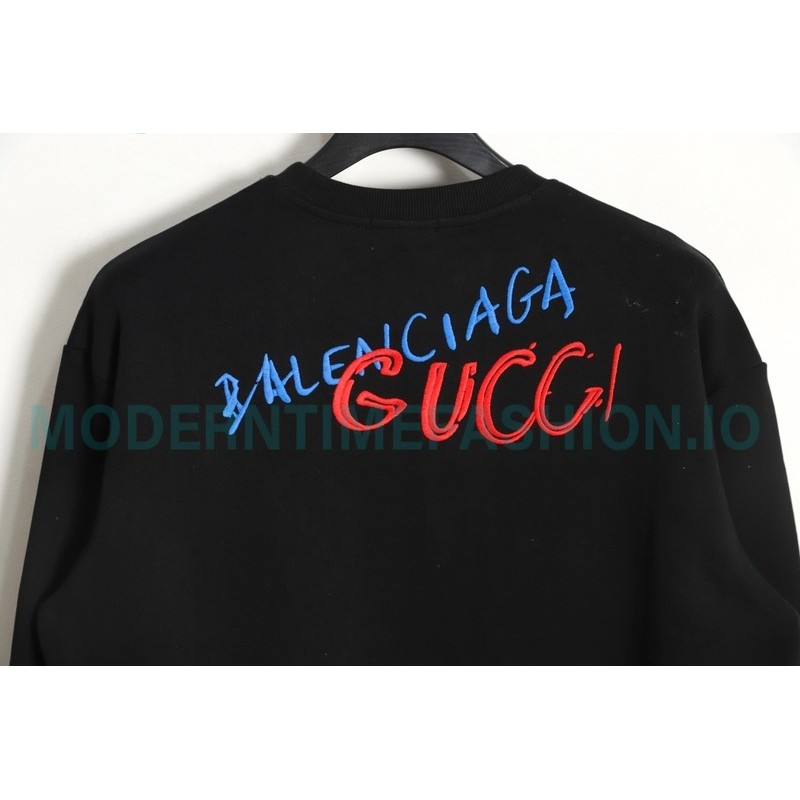 Gucci - Balenciaga Co-brand Embroidered Crewneck Hoodie On The Back