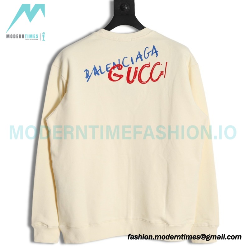 Gucci - Balenciaga Co-brand Embroidered Crewneck Hoodie On The Back