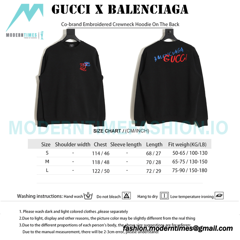 Gucci - Balenciaga Co-brand Embroidered Crewneck Hoodie On The Back