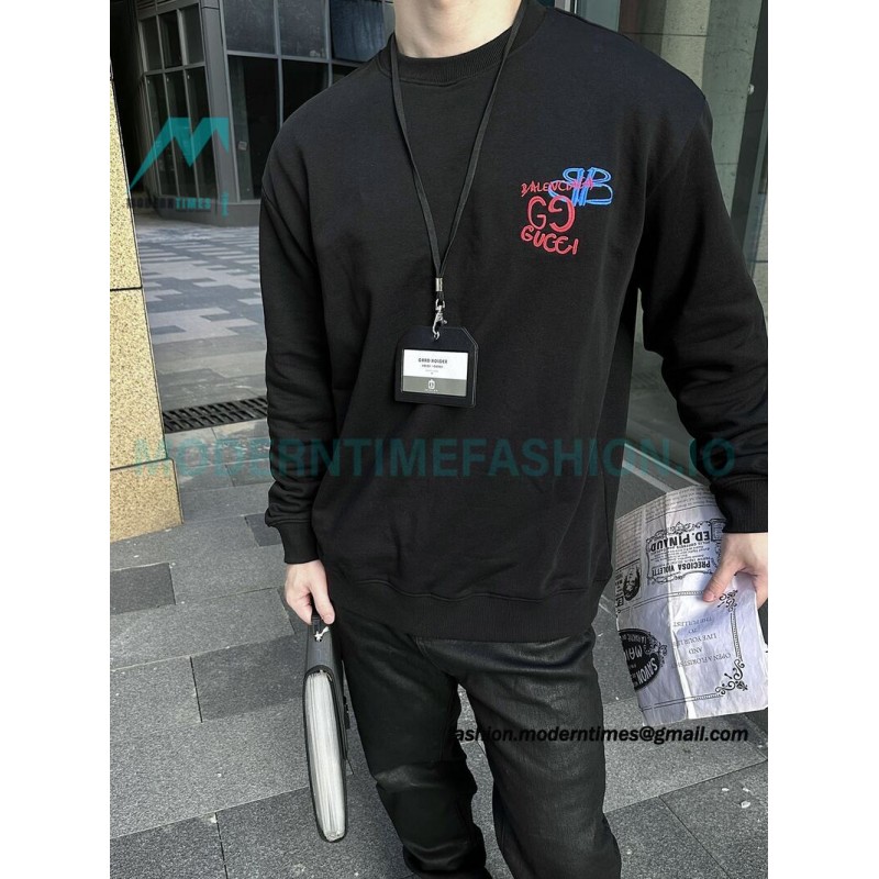 Gucci - Balenciaga Co-brand Embroidered Crewneck Hoodie On The Back