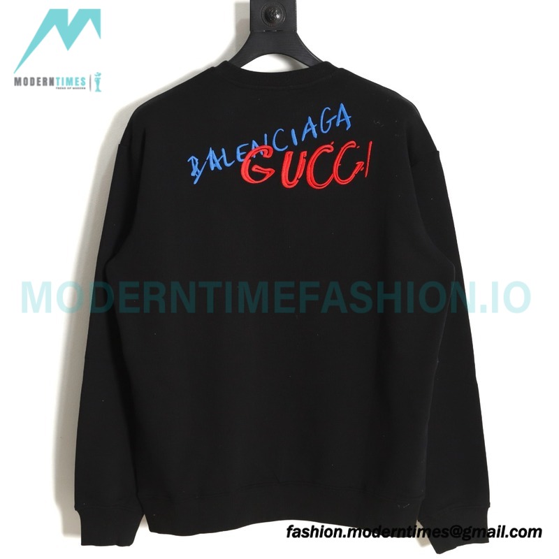 Gucci - Balenciaga Co-brand Embroidered Crewneck Hoodie On The Back