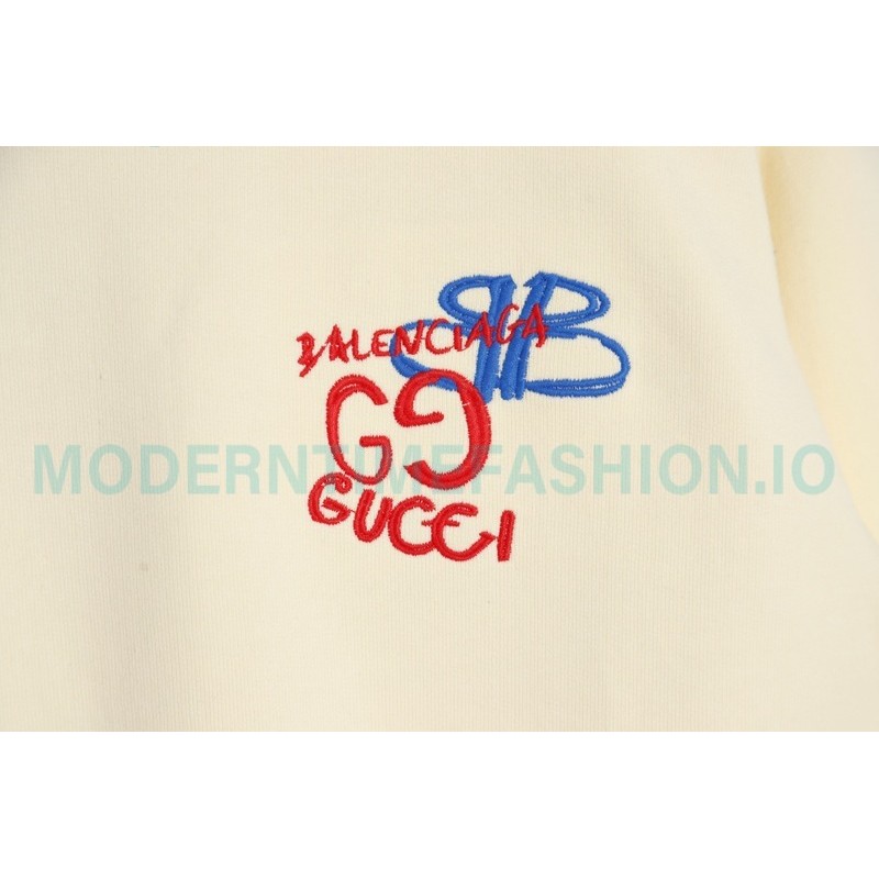 Gucci - Balenciaga Co-brand Embroidered Crewneck Hoodie On The Back