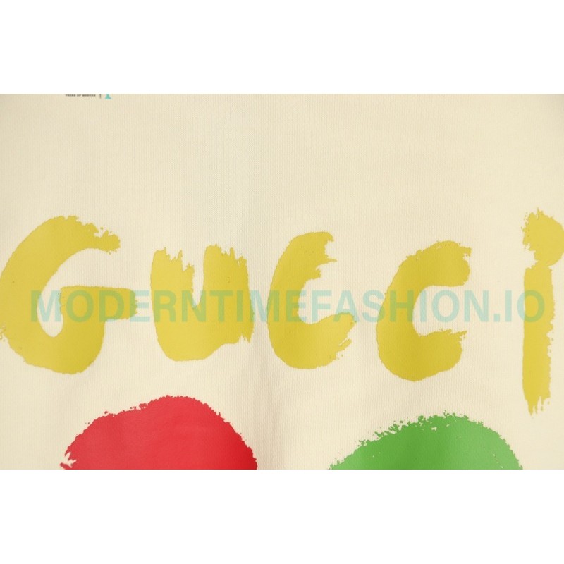 Gucci - 23FW Hand-painted Double G Print Crew Neck Hoodie