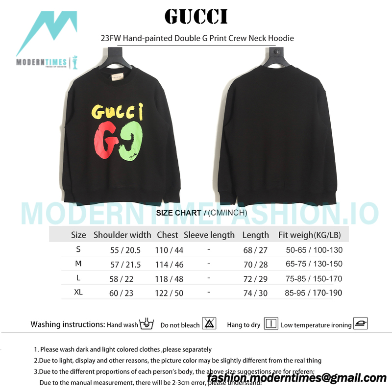 Gucci - 23FW Hand-painted Double G Print Crew Neck Hoodie