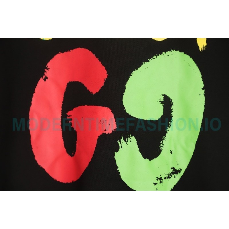 Gucci - 23FW Hand-painted Double G Print Crew Neck Hoodie