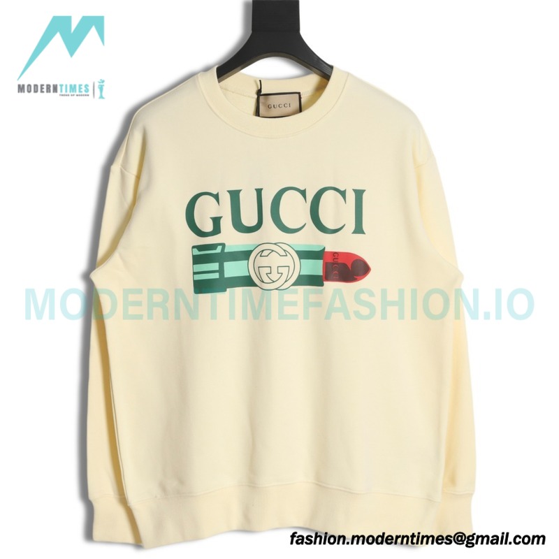 Gucci - Lipstick Printed Crew Neck Hoodie