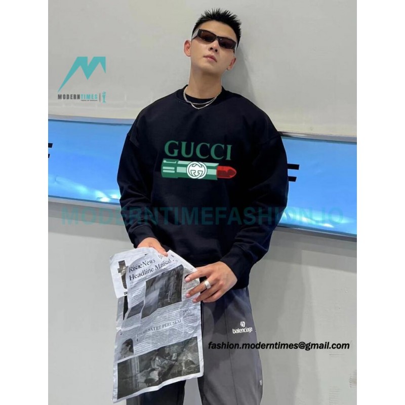 Gucci - Lipstick Printed Crew Neck Hoodie
