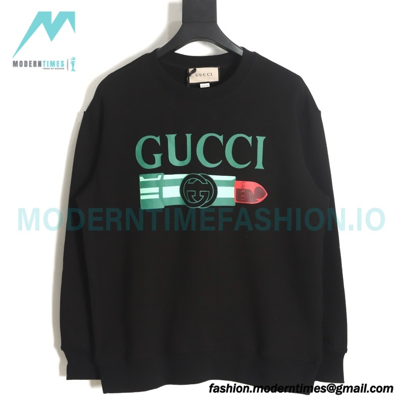 Gucci - Lipstick Printed Crew Neck Hoodie