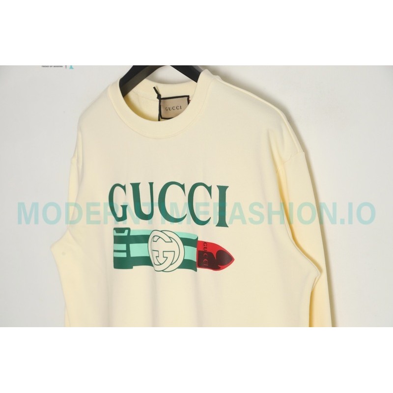 Gucci - Lipstick Printed Crew Neck Hoodie