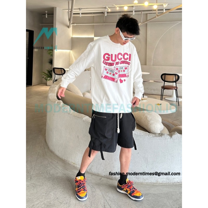 Gucci - 23FW Cassette Printed Crew Neck Hoodie