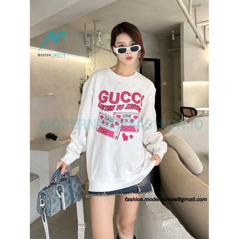 Gucci - 23FW Cassette Printed Crew Neck Hoodie
