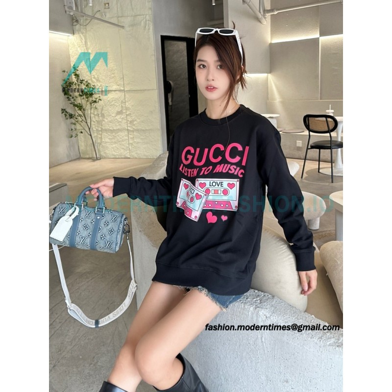 Gucci - 23FW Cassette Printed Crew Neck Hoodie