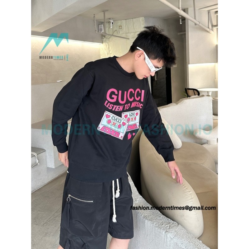 Gucci - 23FW Cassette Printed Crew Neck Hoodie
