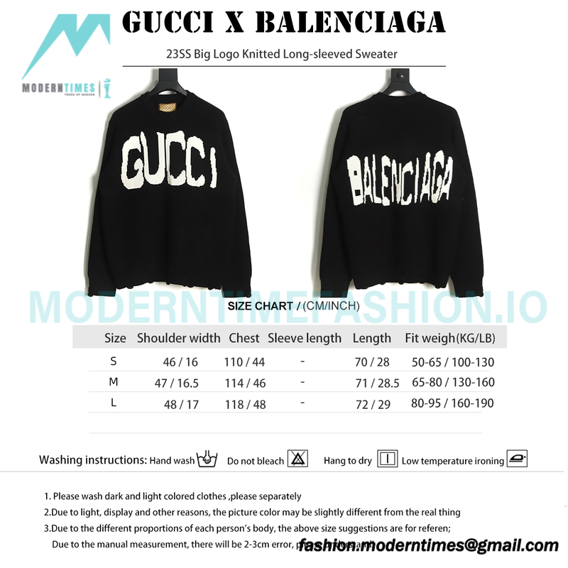Gucci - Balenciaga 23SS Big Logo Knitted Long-sleeved Sweater