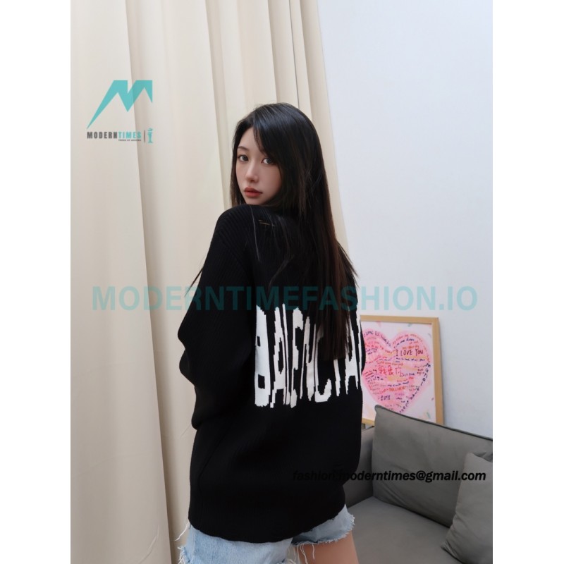 Gucci - Balenciaga 23SS Big Logo Knitted Long-sleeved Sweater
