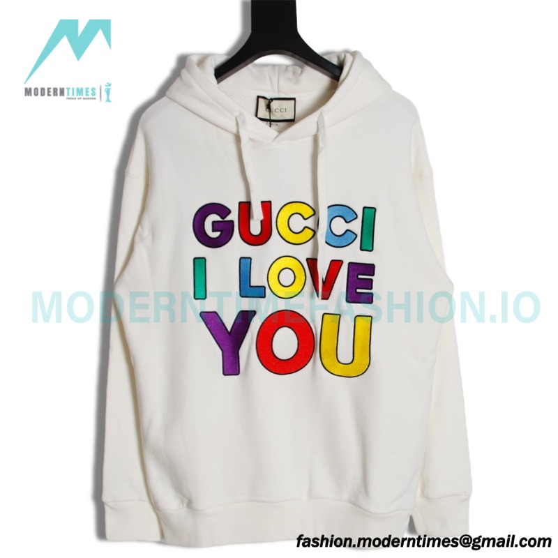Gucci - 23FW Love You Colorful Lettered Embroidered Hoodie