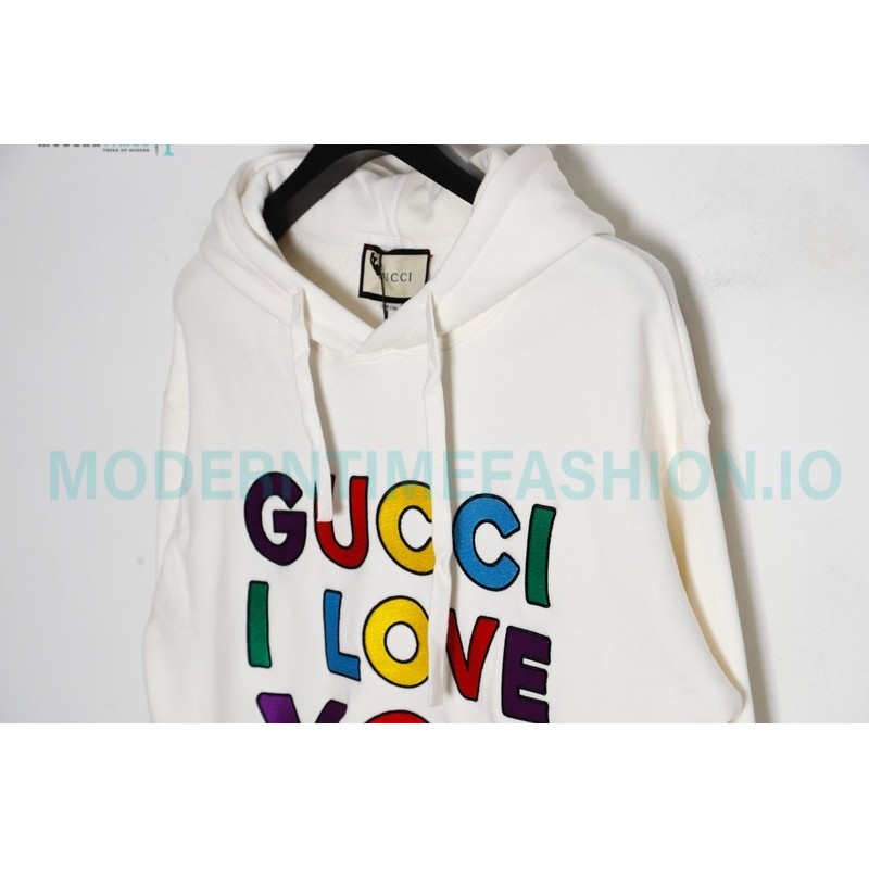 Gucci - 23FW Love You Colorful Lettered Embroidered Hoodie