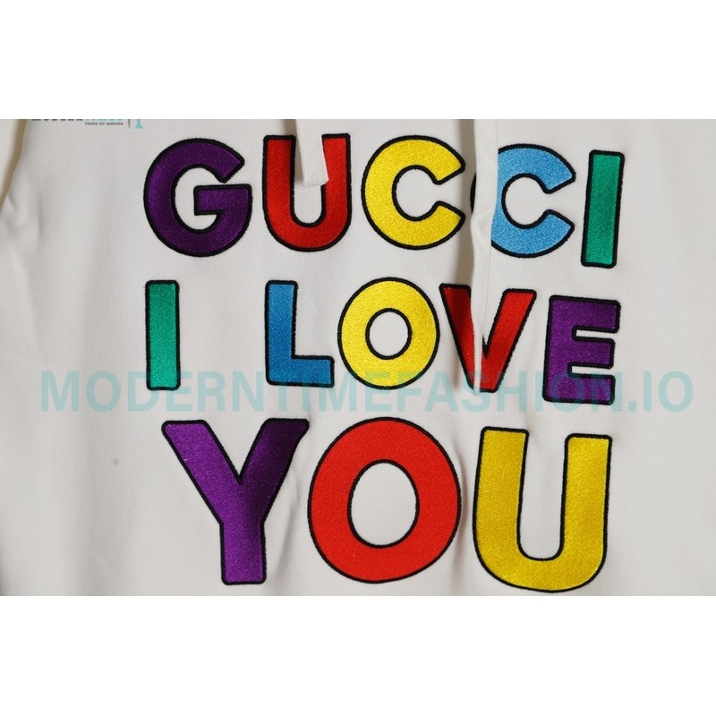 Gucci - 23FW Love You Colorful Lettered Embroidered Hoodie