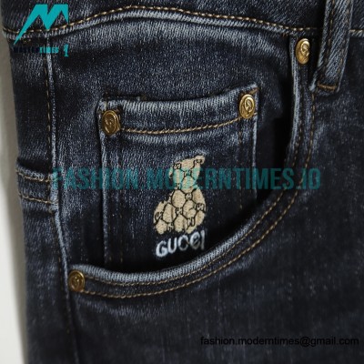 Gucci - Bear Embroidered Logo Jeans