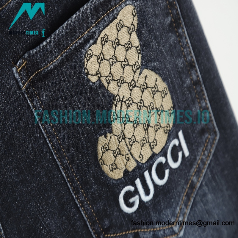 Gucci - Bear Embroidered Logo Jeans