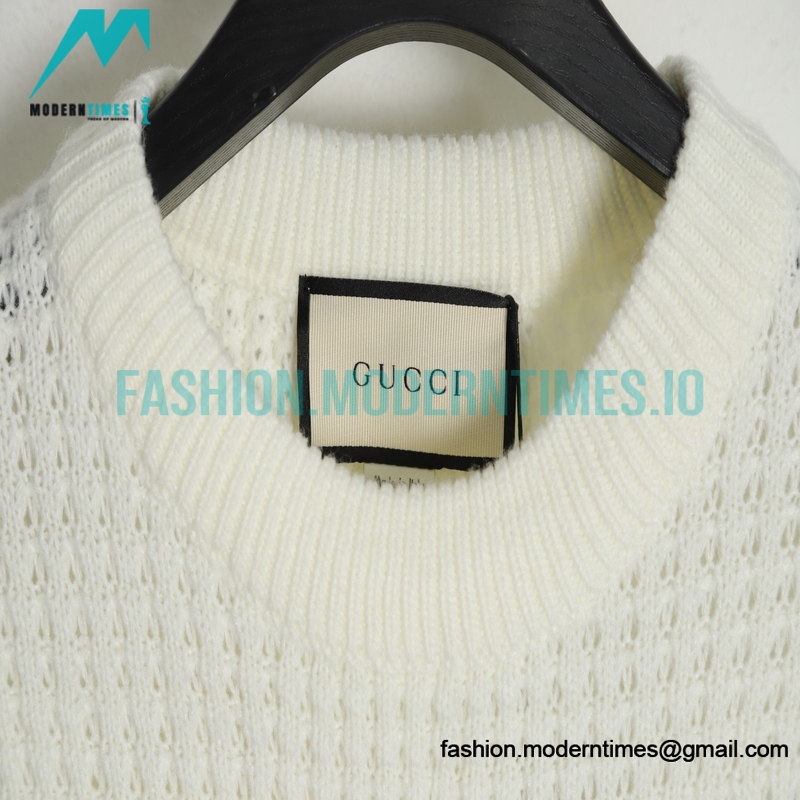 Gucci - Double G Embroidered Waffle Weave Crew-neck Sweater