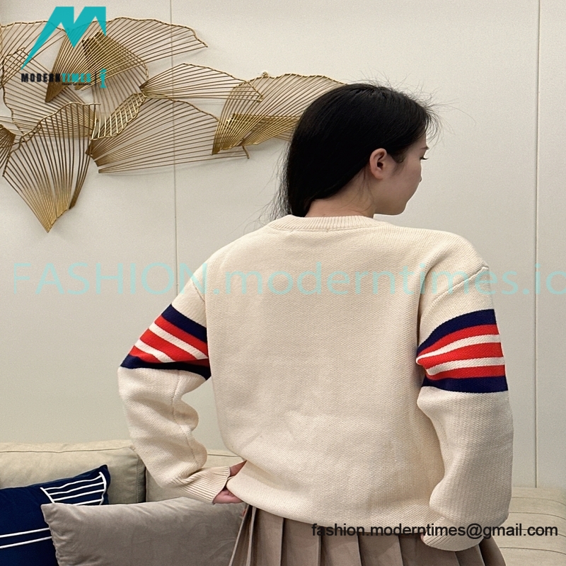 Gucci - 22FW Striped Double G Jacquard Crew-neck Sweater