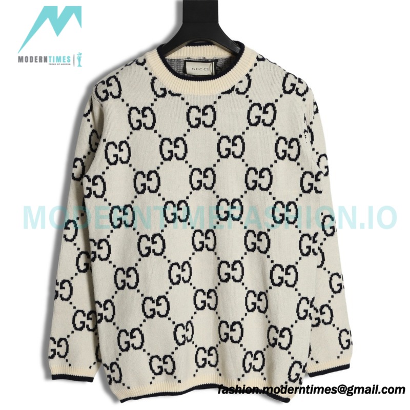 Gucci - 23GW Full Print Jacquard Crewneck Sweater