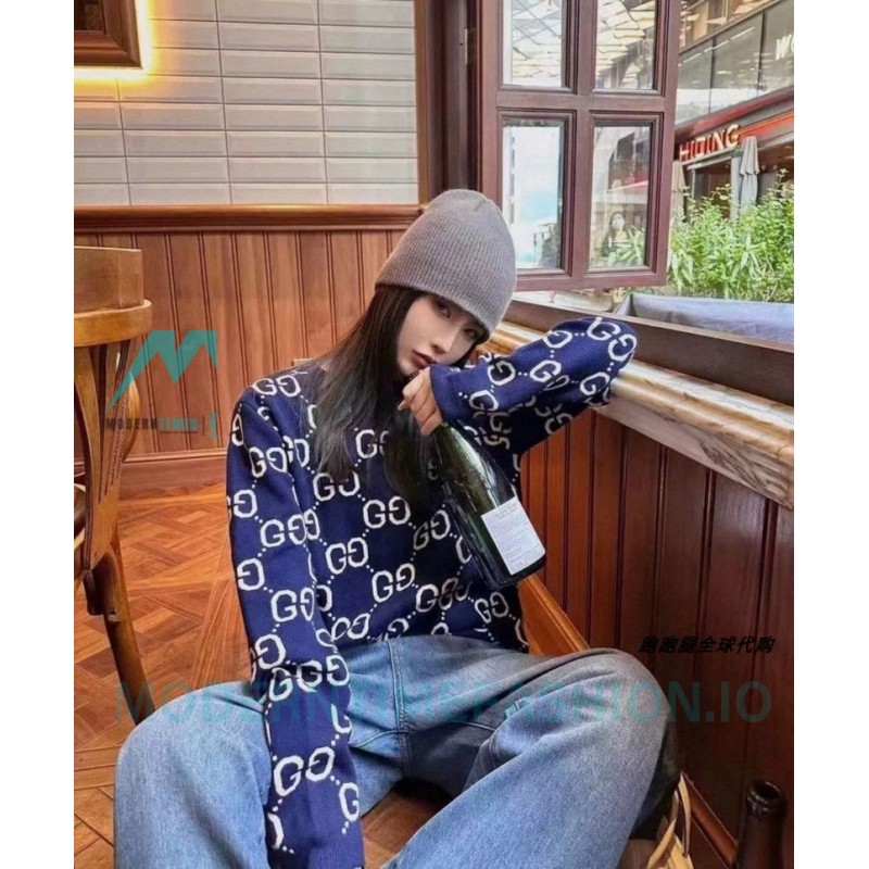 Gucci - 23GW Full Print Jacquard Crewneck Sweater