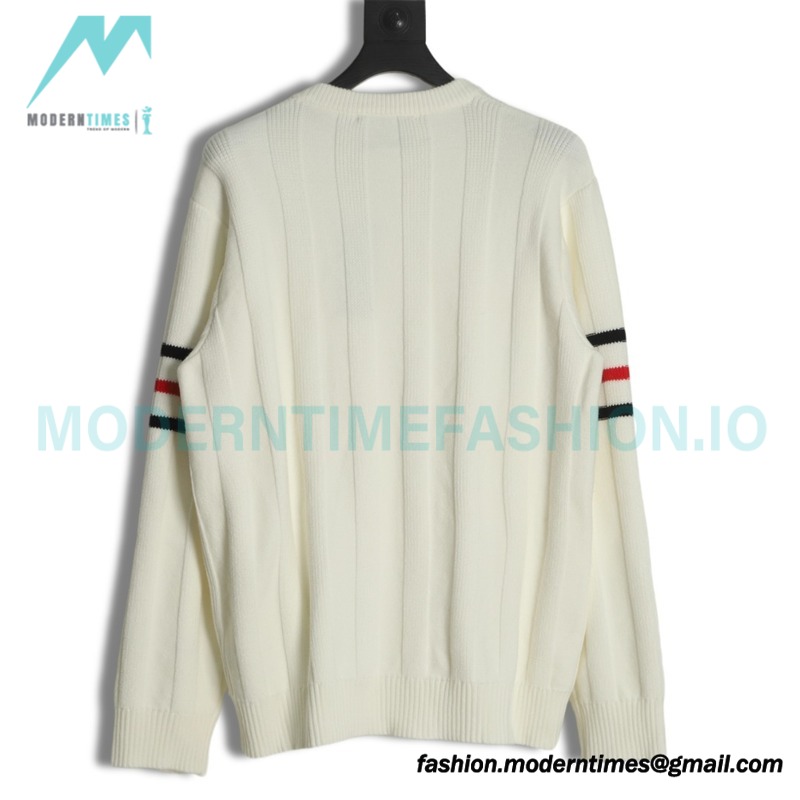 Gucci - Chest Pocket Embroidered Double G Striped Sweater