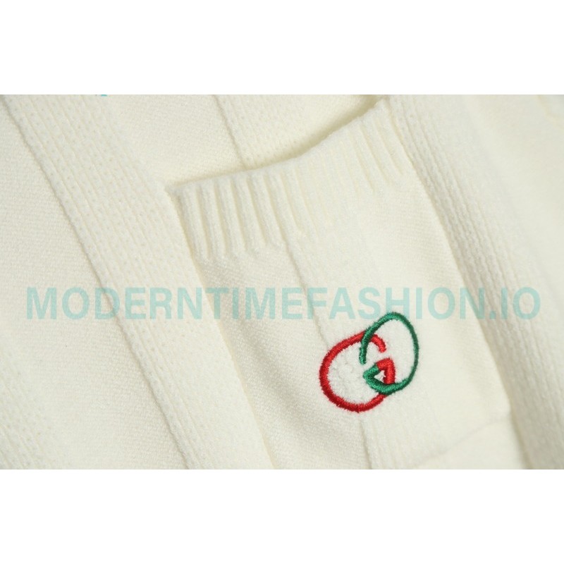 Gucci - Chest Pocket Embroidered Double G Striped Sweater