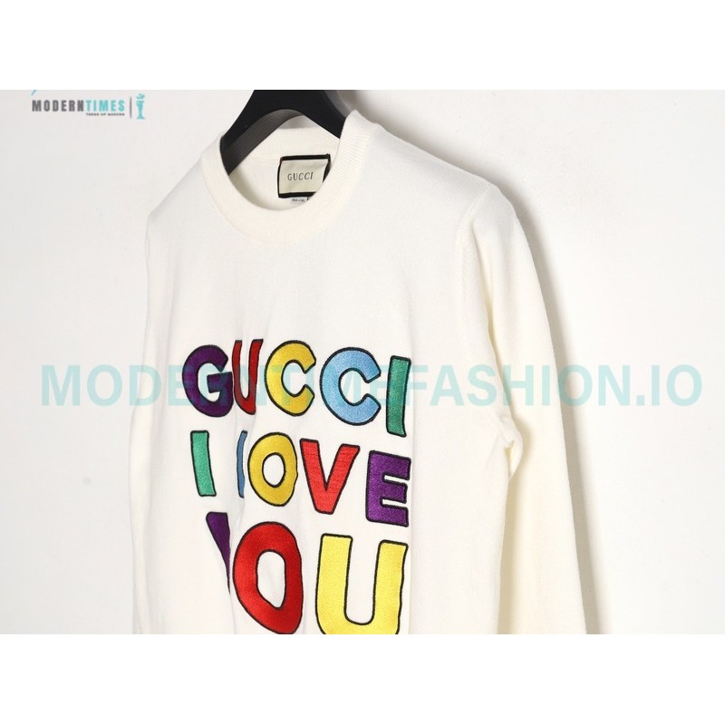 Gucci - 23Fw Colored Lettered Embroidered Knitted Sweater