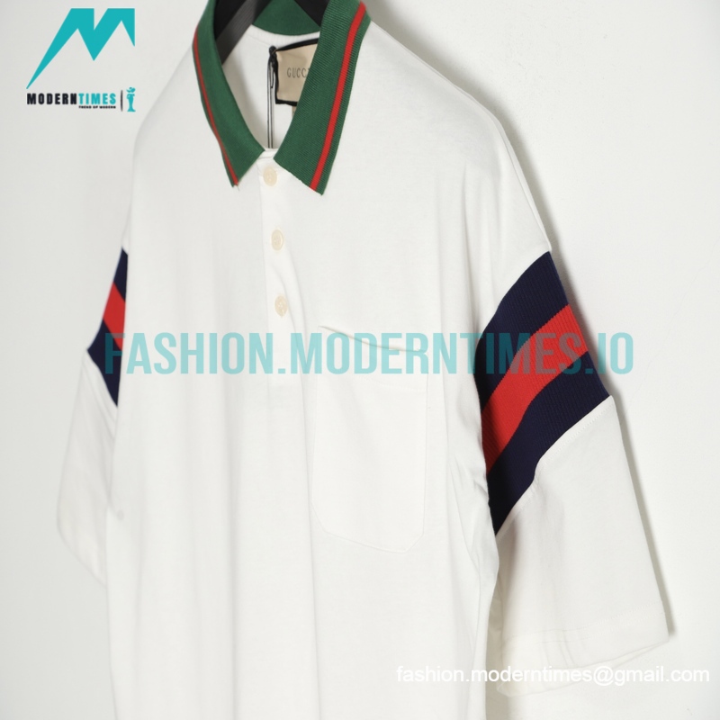 Gucci - 23ss Sleeve Red/Green Thread Ribbon Matching Color Polo Shirt