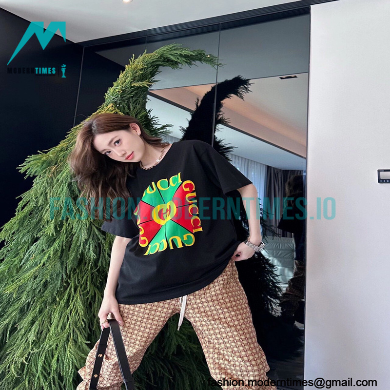 Gucci - 23SS Red /Green Square Short-sleeved T-shirt