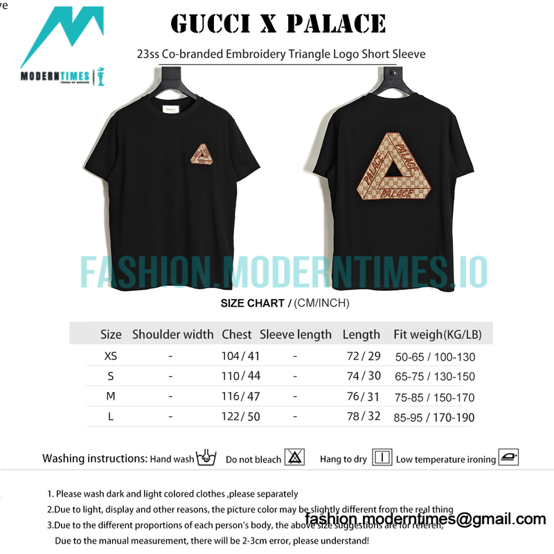 Gucci - Amp - Palace 23ss Co-branded Embroidery Triangle Logo Short Sleeve