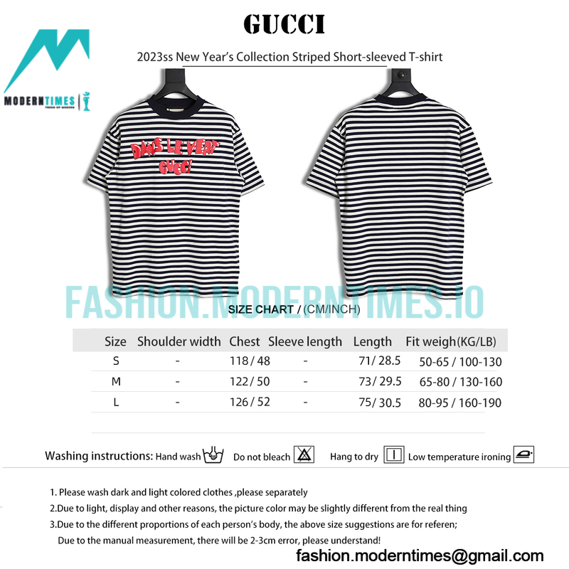 Gucci - 2023ss New Year's Collection Striped Short-sleeved T-shirt