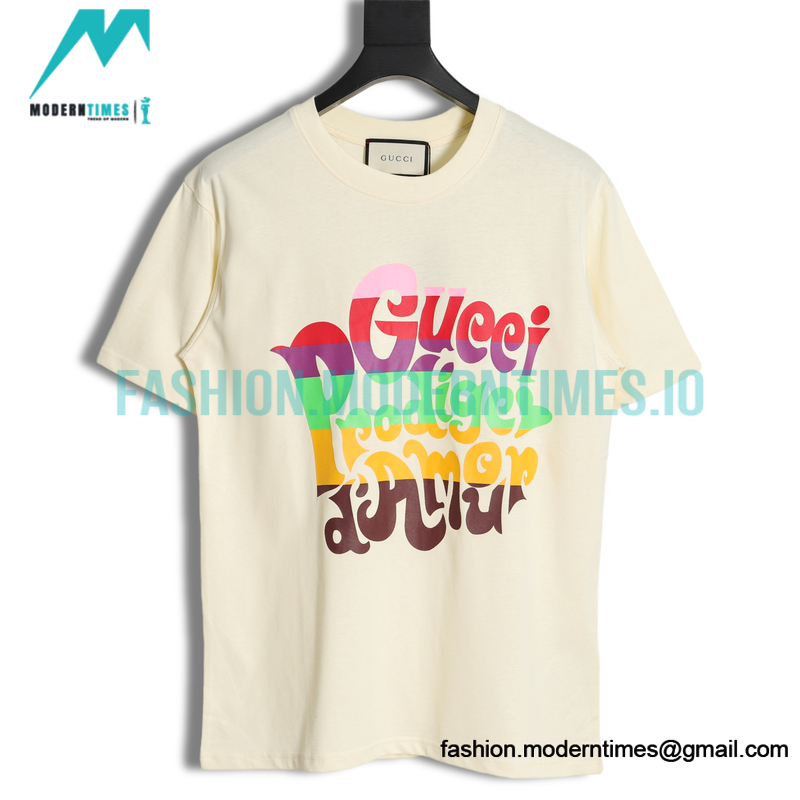 Gucci - Prodiged' Amour Rainbow Letter Print Short-sleeved T-shirt