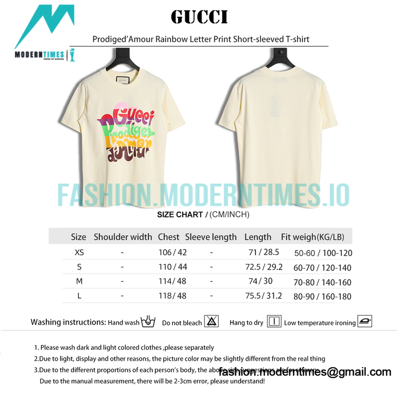 Gucci - Prodiged' Amour Rainbow Letter Print Short-sleeved T-shirt