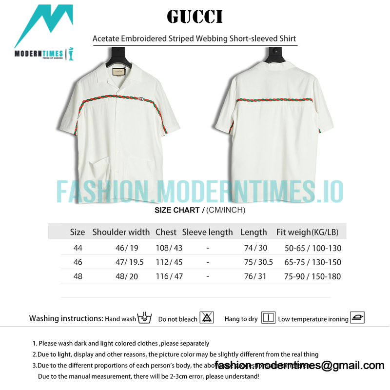 Gucci - 22SS Acetate Embroidered Striped Webbing Short-sleeved Shirt